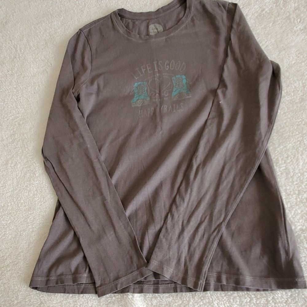 ❣️LIFE IS GOOD taupe long sleeve tee shirt